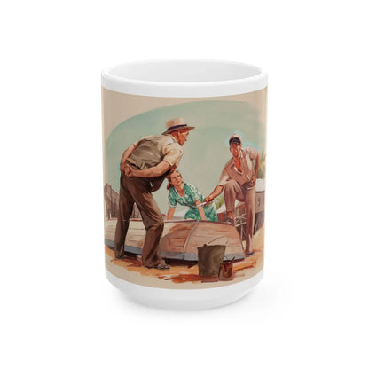 Discussing Strategy, Saturday Evening Post story illustration, circa 1940s - White Coffee Mug-15oz-Go Mug Yourself