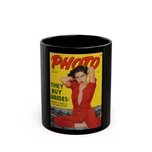 Jeanne Carmen #186 - Jeanne on Front Cover in Color & inside sperad on PHOTO Digest Mag. Aug. '54 (Vintage Female Icon) Black Coffee Mug-11oz-Go Mug Yourself