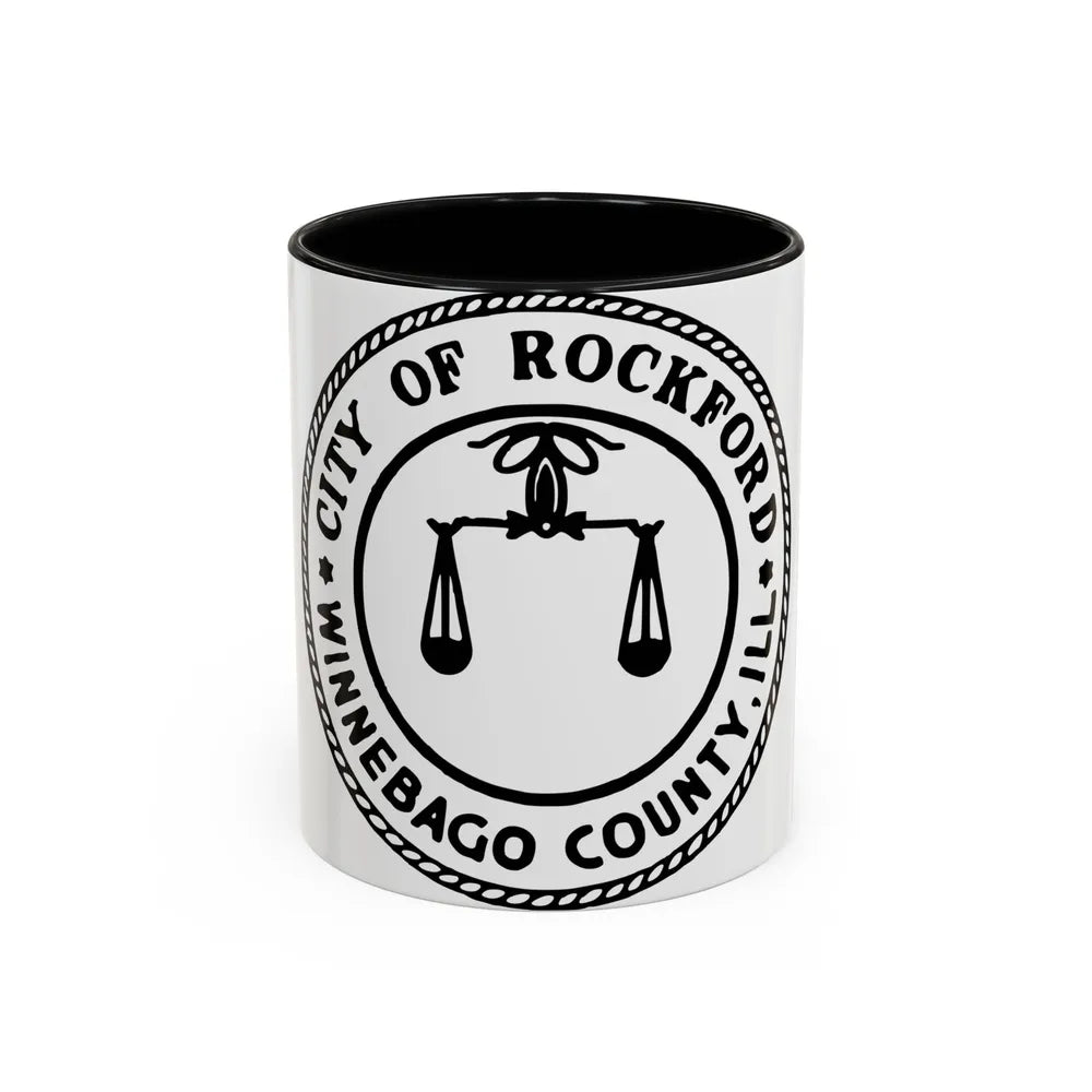 Seal of Rockford Illinois - Accent Coffee Mug-11oz-Black-Go Mug Yourself