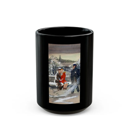 Cuddling in the Cold, Esquire magazine cover, February 1947 - Black Coffee Mug-15oz-Go Mug Yourself