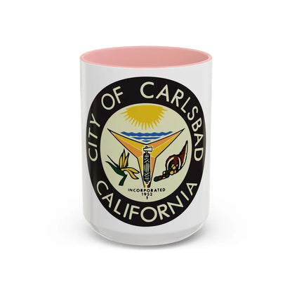 Seal of Carlsbad California - Accent Coffee Mug-15oz-Pink-Go Mug Yourself