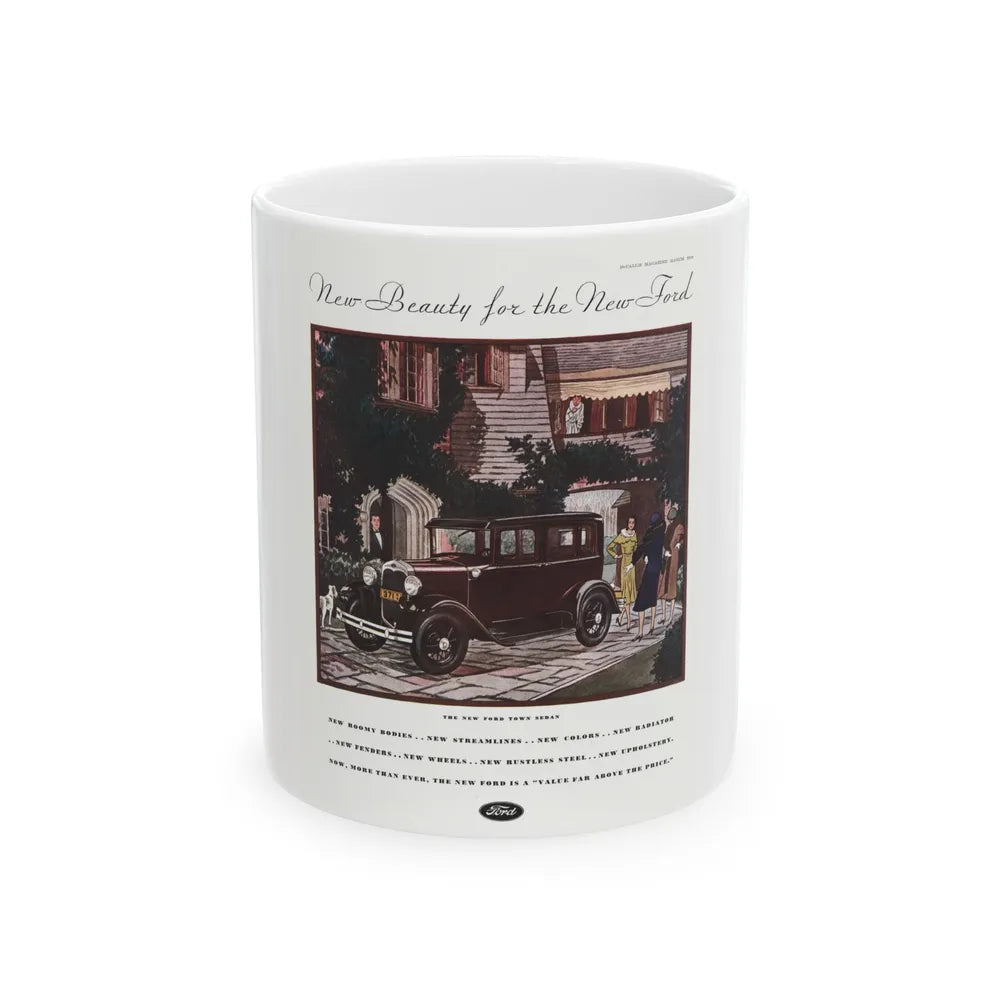 Ford Sedan ad, McCall's, March 1930 - White Coffee Mug-11oz-Go Mug Yourself