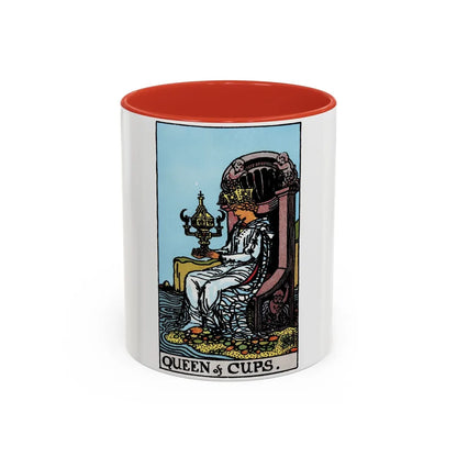 The Queen of Cups (Tarot Card) Accent Coffee Mug-11oz-Red-Go Mug Yourself