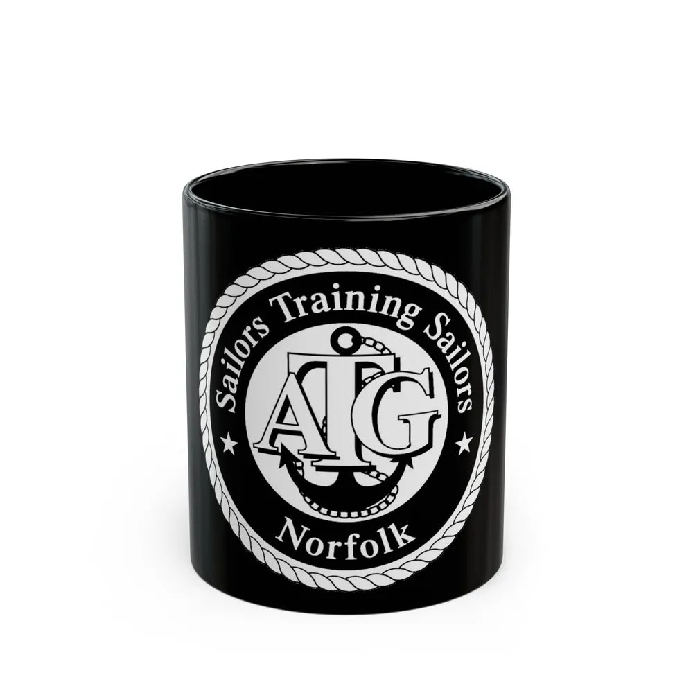 AFLOAT Training Group ATG Norfolk BW (U.S. Navy) Black Coffee Mug-11oz-Go Mug Yourself