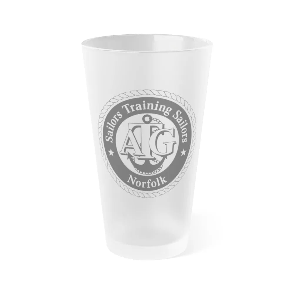 AFLOAT Training Group ATG Norfolk BW (U.S. Navy) Frosted Pint Glass 16oz-Go Mug Yourself