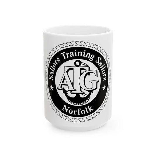 AFLOAT Training Group ATG Norfolk BW (U.S. Navy) White Coffee Mug-15oz-Go Mug Yourself