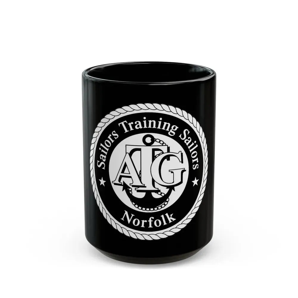 AFLOAT Training Group ATG Norfolk BW (U.S. Navy) Black Coffee Mug 15oz - Go Mug Yourself