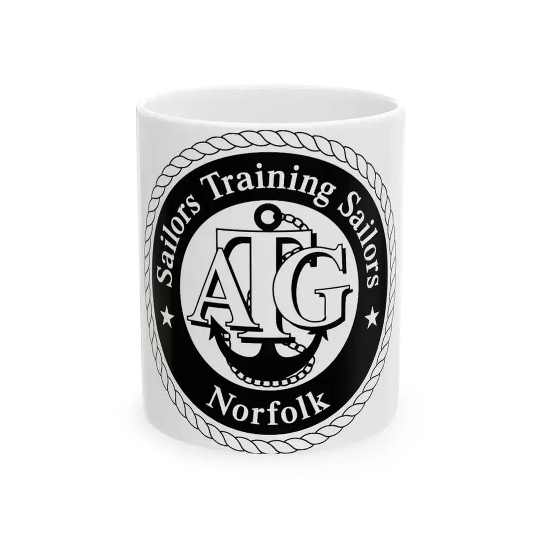 AFLOAT Training Group ATG Norfolk BW (U.S. Navy) White Coffee Mug 11oz - Go Mug Yourself