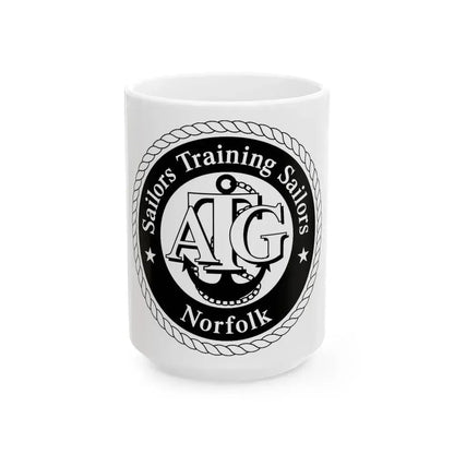 AFLOAT Training Group ATG Norfolk BW (U.S. Navy) White Coffee Mug 15oz - Go Mug Yourself