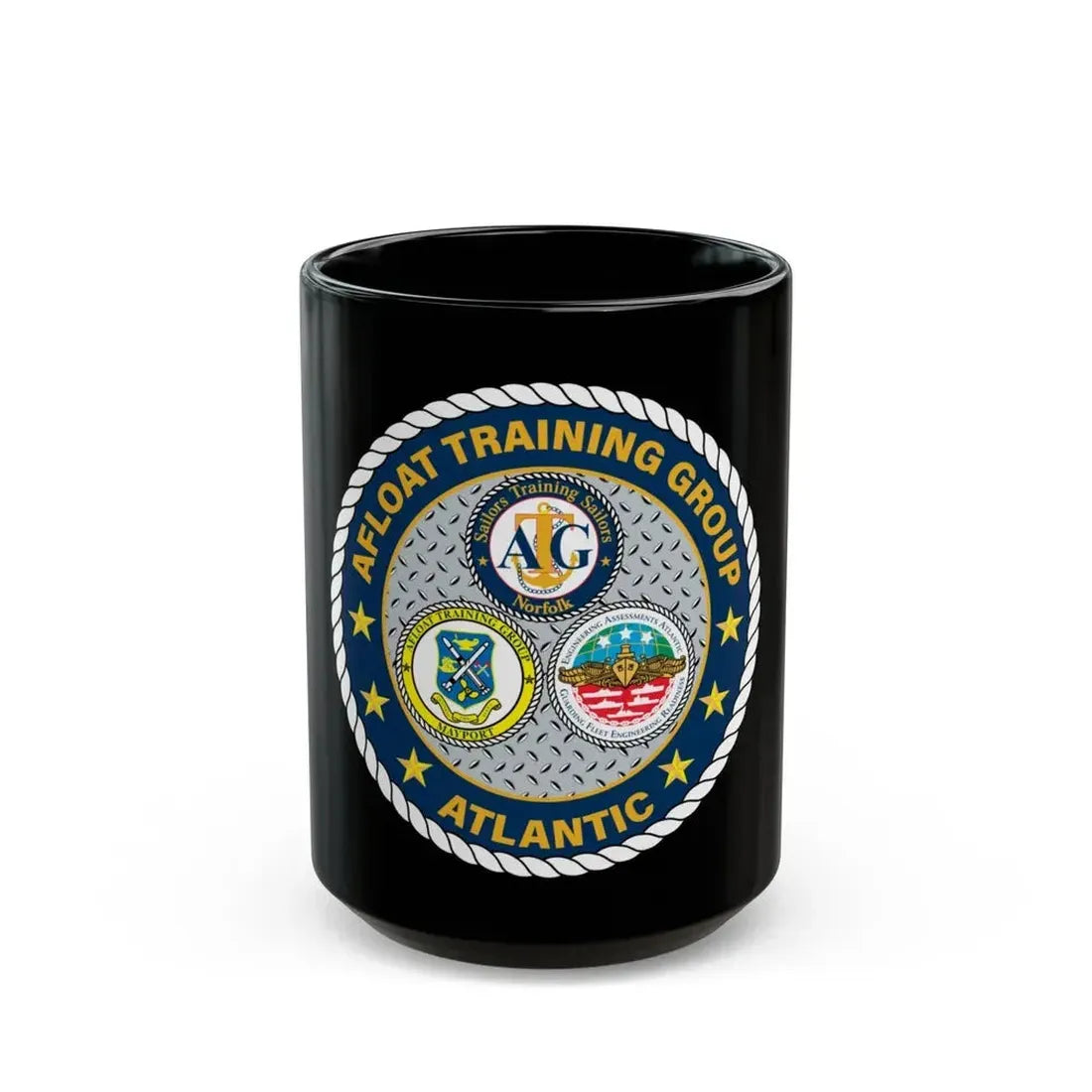 Afloat Training Group Atlantic (U.S. Navy) Black Coffee Mug 15oz - Go Mug Yourself