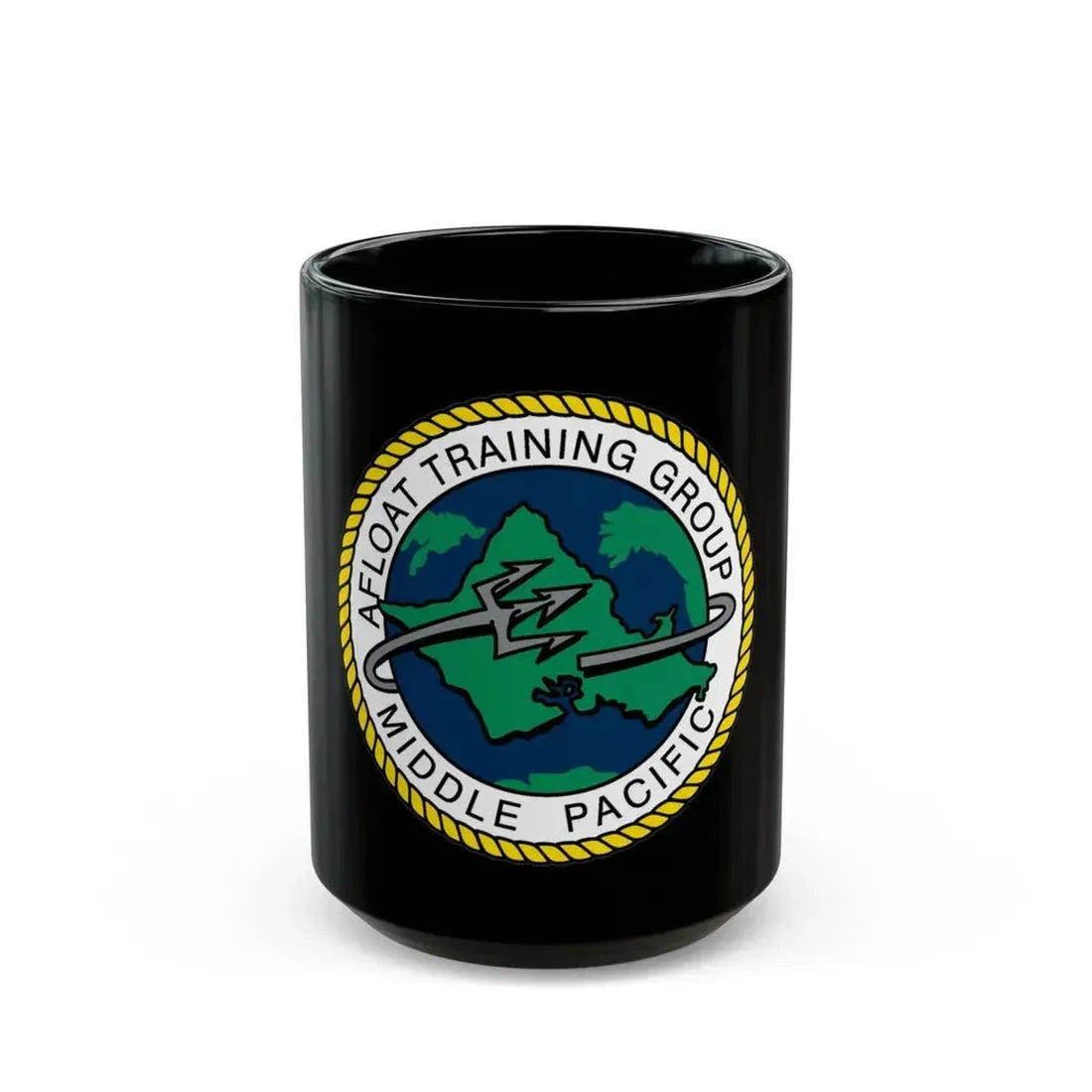 AFLOAT Training Group MID PACIFIC (U.S. Navy) Black Coffee Mug 15oz - Go Mug Yourself