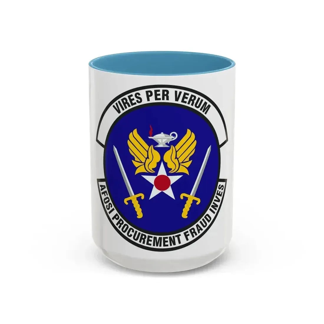 AFOSI Office of Procurement Fraud Investigations (U.S. Air Force) Accent Coffee Mug 15oz Light Blue - Go Mug Yourself