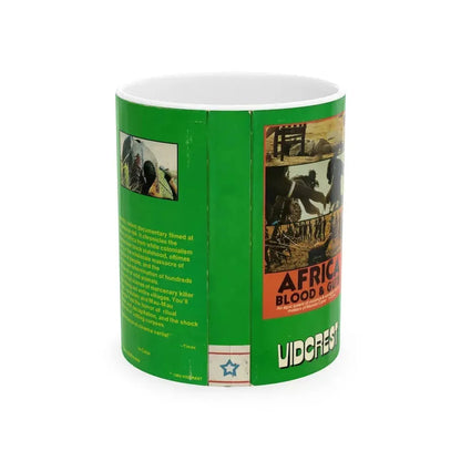 AFRICA BLOOD AND GUTS (VHS COVER) - White Coffee Mug 11oz - Go Mug Yourself