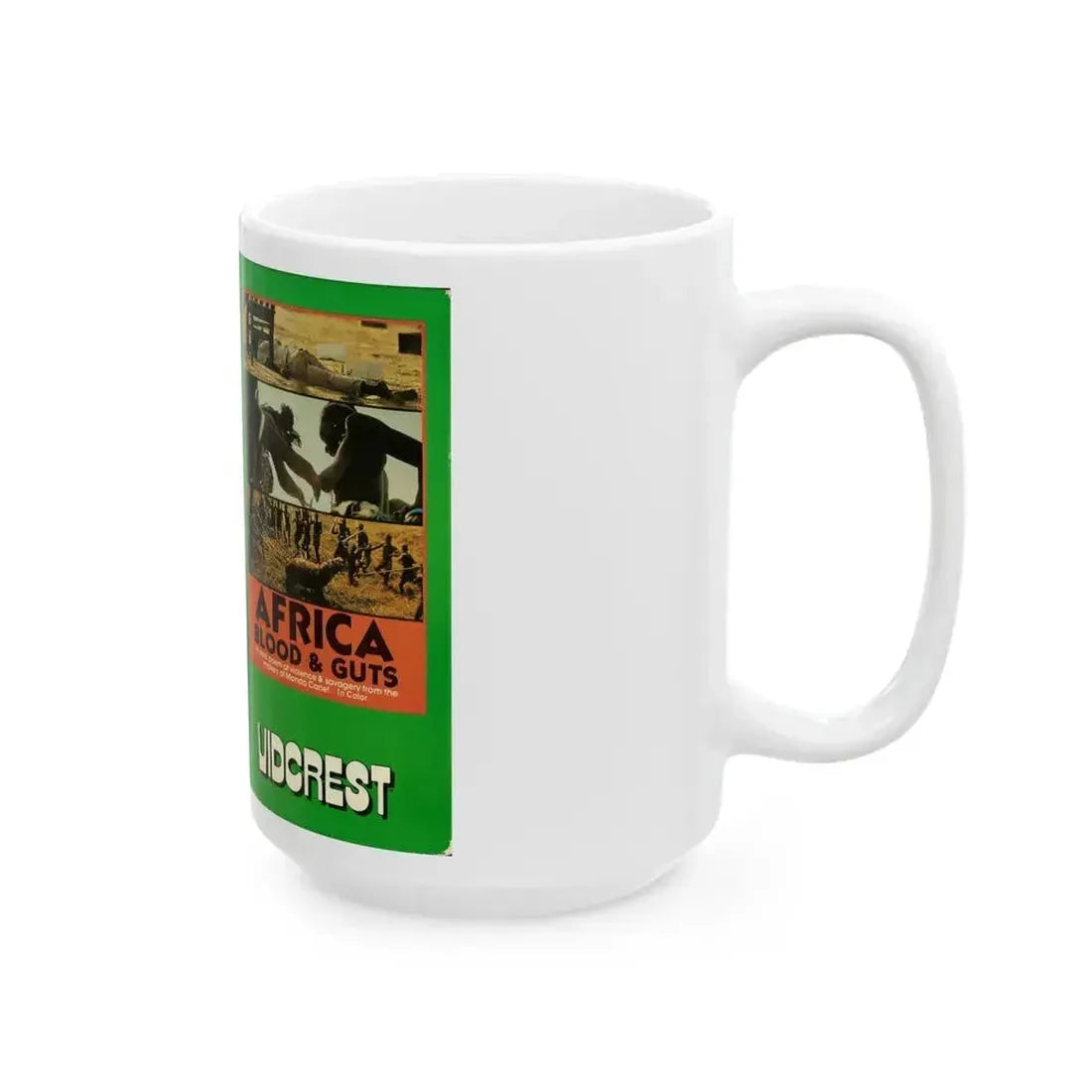 AFRICA BLOOD AND GUTS (VHS COVER) - White Coffee Mug - Go Mug Yourself