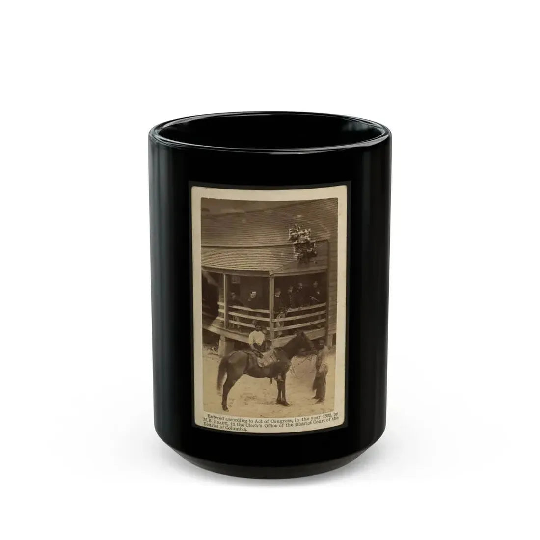African American Men Tending A Horse (U.S. Civil War) Black Coffee Mug 15oz - Go Mug Yourself