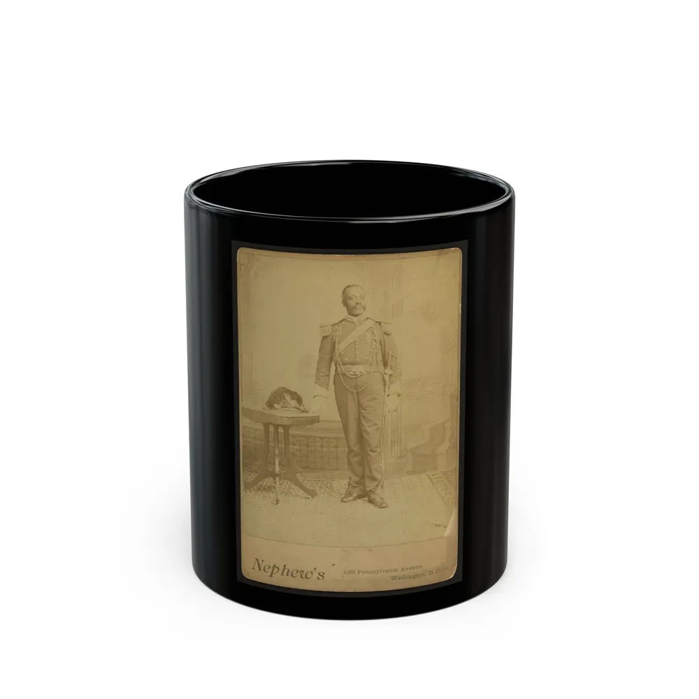 African American Soldier, Full-Length Portrait, Wearing Gar Medal, Standing Next To Table (U.S. Civil War) Black Coffee Mug-11oz-Go Mug Yourself