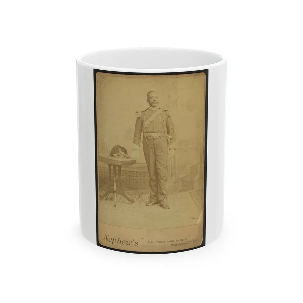 African American Soldier, Full-Length Portrait, Wearing Gar Medal, Standing Next To Table (U.S. Civil War) White Coffee Mug-11oz-Go Mug Yourself