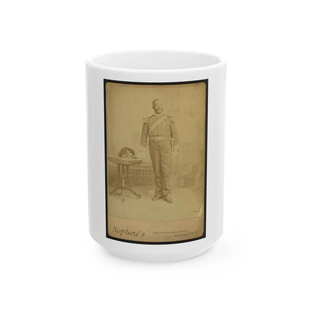 African American Soldier, Full-Length Portrait, Wearing Gar Medal, Standing Next To Table (U.S. Civil War) White Coffee Mug-15oz-Go Mug Yourself