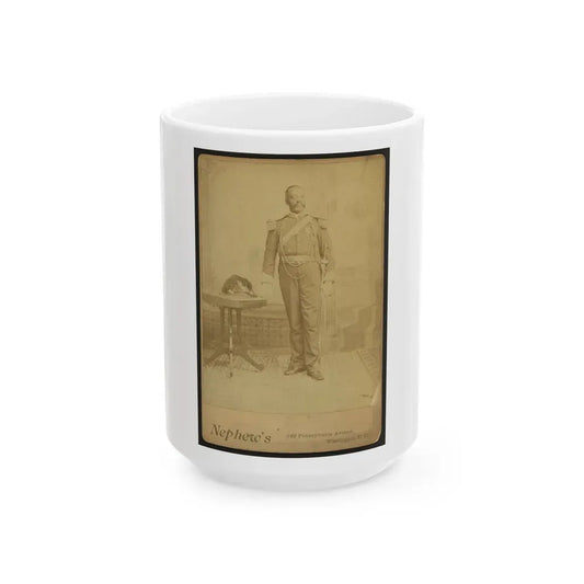 African American Soldier, Full-Length Portrait, Wearing Gar Medal, Standing Next To Table (U.S. Civil War) White Coffee Mug 15oz - Go Mug Yourself
