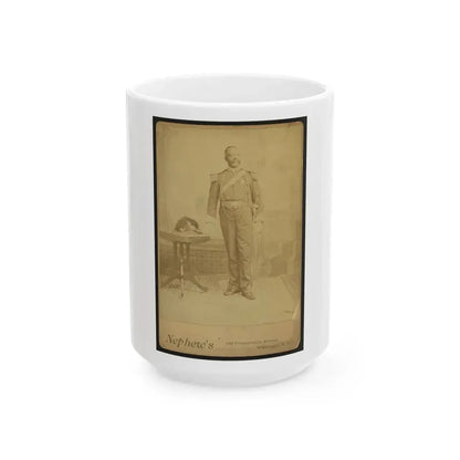 African American Soldier, Full-Length Portrait, Wearing Gar Medal, Standing Next To Table (U.S. Civil War) White Coffee Mug 15oz - Go Mug Yourself