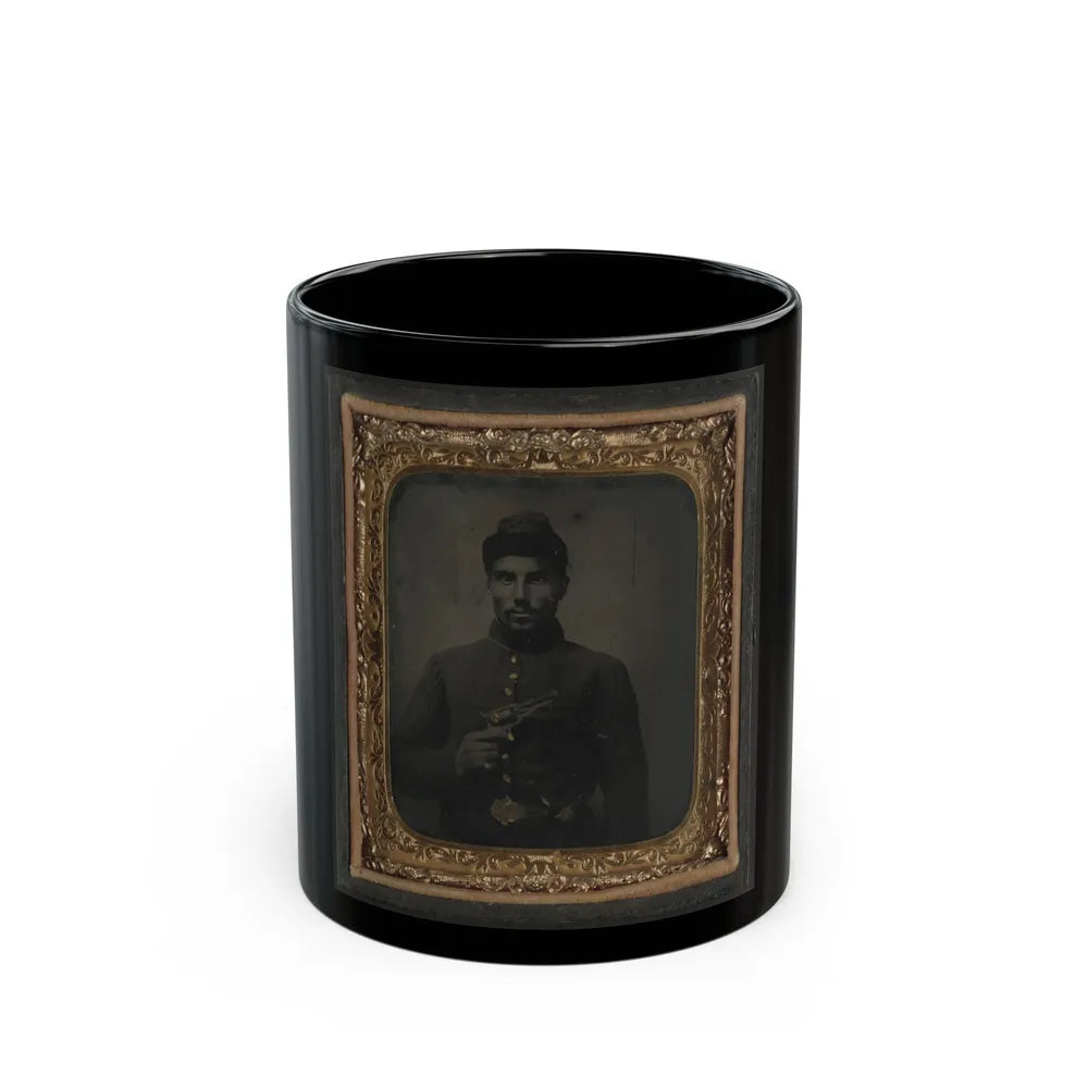 African American Soldier, Half-Length Portrait, With Pistol And Jacket (U.S. Civil War) Black Coffee Mug-11oz-Go Mug Yourself