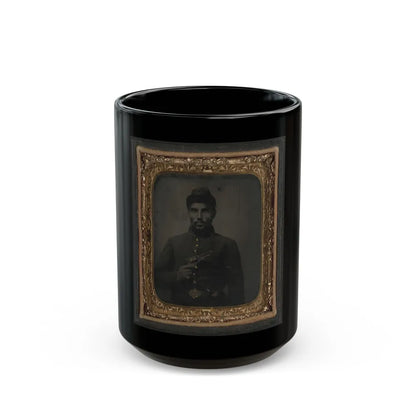 African American Soldier, Half-Length Portrait, With Pistol And Jacket (U.S. Civil War) Black Coffee Mug-15oz-Go Mug Yourself