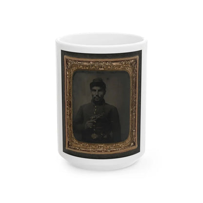 African American Soldier, Half-Length Portrait, With Pistol And Jacket (U.S. Civil War) White Coffee Mug-15oz-Go Mug Yourself