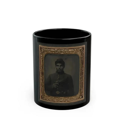 African American Soldier, Half-Length Portrait, With Pistol And Jacket (U.S. Civil War) Black Coffee Mug 11oz - Go Mug Yourself