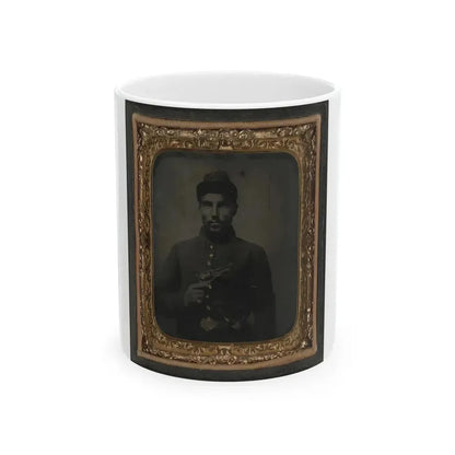 African American Soldier, Half-Length Portrait, With Pistol And Jacket (U.S. Civil War) White Coffee Mug 11oz - Go Mug Yourself