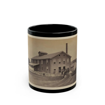 African American Workers Standing On Railroad Tracks In Front Of A Storage Facility, Possibly At Giesboro Cavalry Depot (U.S. Civil War) Black Coffee Mug-11oz-Go Mug Yourself