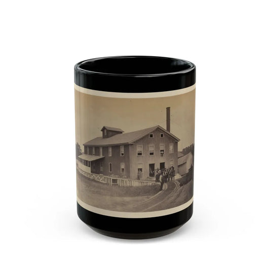 African American Workers Standing On Railroad Tracks In Front Of A Storage Facility, Possibly At Giesboro Cavalry Depot (U.S. Civil War) Black Coffee Mug-15oz-Go Mug Yourself