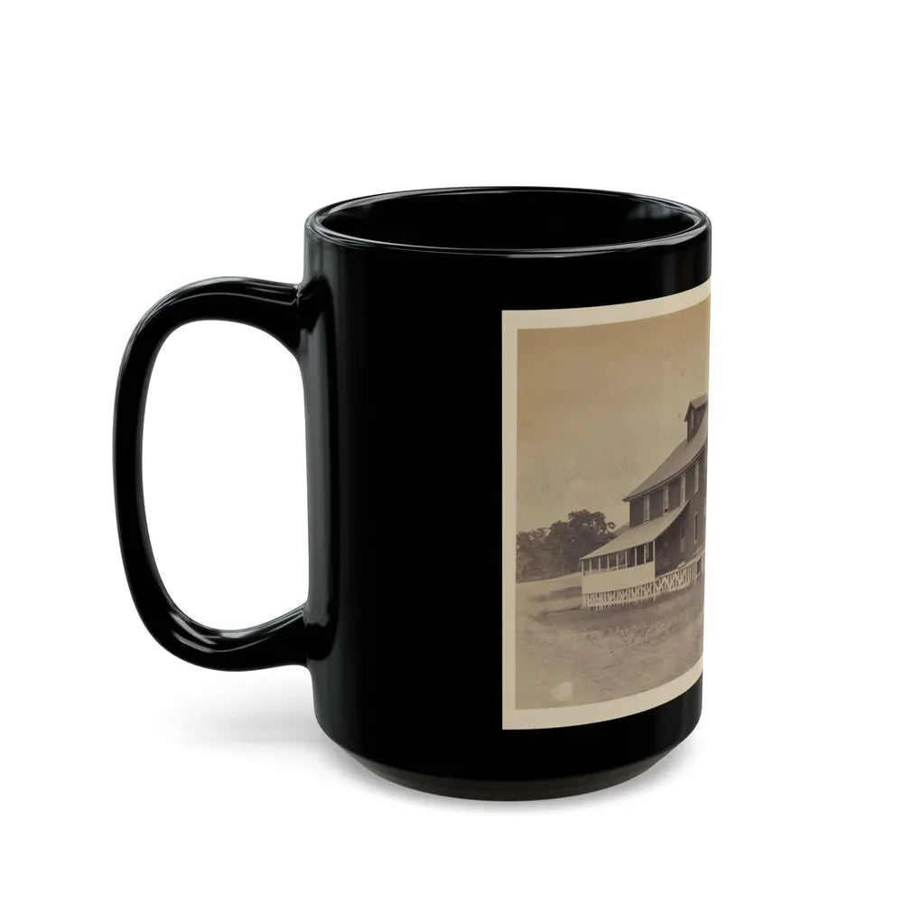 African American Workers Standing On Railroad Tracks In Front Of A Storage Facility, Possibly At Giesboro Cavalry Depot (U.S. Civil War) Black Coffee Mug-Go Mug Yourself