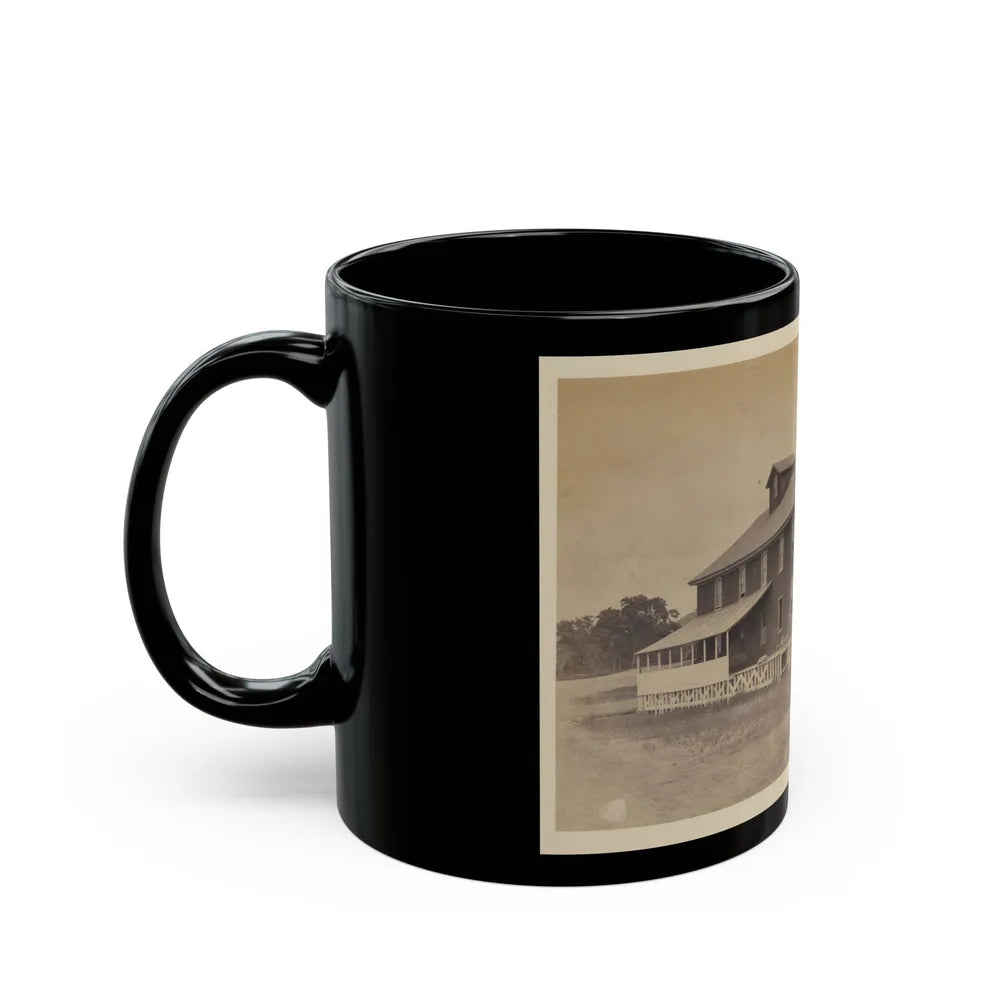 African American Workers Standing On Railroad Tracks In Front Of A Storage Facility, Possibly At Giesboro Cavalry Depot (U.S. Civil War) Black Coffee Mug-Go Mug Yourself