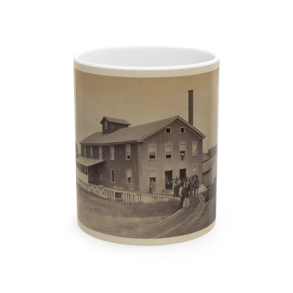 African American Workers Standing On Railroad Tracks In Front Of A Storage Facility, Possibly At Giesboro Cavalry Depot (U.S. Civil War) White Coffee Mug-11oz-Go Mug Yourself