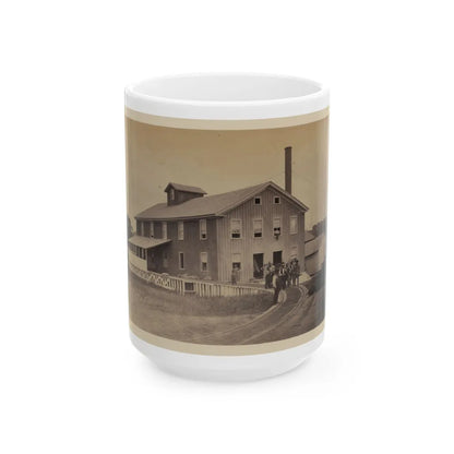 African American Workers Standing On Railroad Tracks In Front Of A Storage Facility, Possibly At Giesboro Cavalry Depot (U.S. Civil War) White Coffee Mug-15oz-Go Mug Yourself