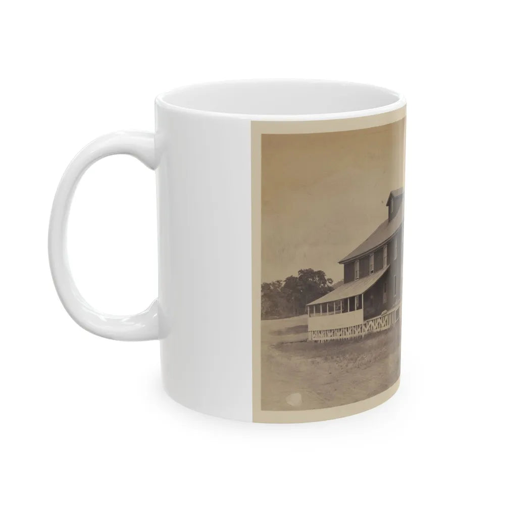 African American Workers Standing On Railroad Tracks In Front Of A Storage Facility, Possibly At Giesboro Cavalry Depot (U.S. Civil War) White Coffee Mug-Go Mug Yourself