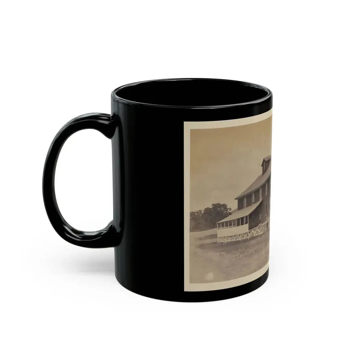 African American Workers Standing On Railroad Tracks In Front Of A Storage Facility, Possibly At Giesboro Cavalry Depot (U.S. Civil War) Black Coffee Mug - Go Mug Yourself