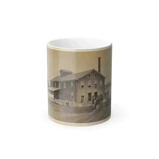 African American Workers Standing on Railroad Tracks in Front of a Storage Facility, Possibly at Giesboro Cavalry Depot (U.S. Civil War) Color Changing Coffee Mug 11oz Default Title - Go Mug Yourself