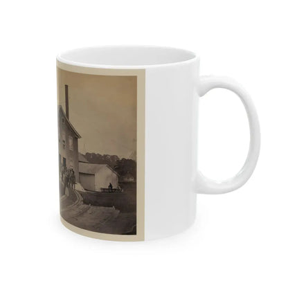 African American Workers Standing On Railroad Tracks In Front Of A Storage Facility, Possibly At Giesboro Cavalry Depot (U.S. Civil War) White Coffee Mug - Go Mug Yourself