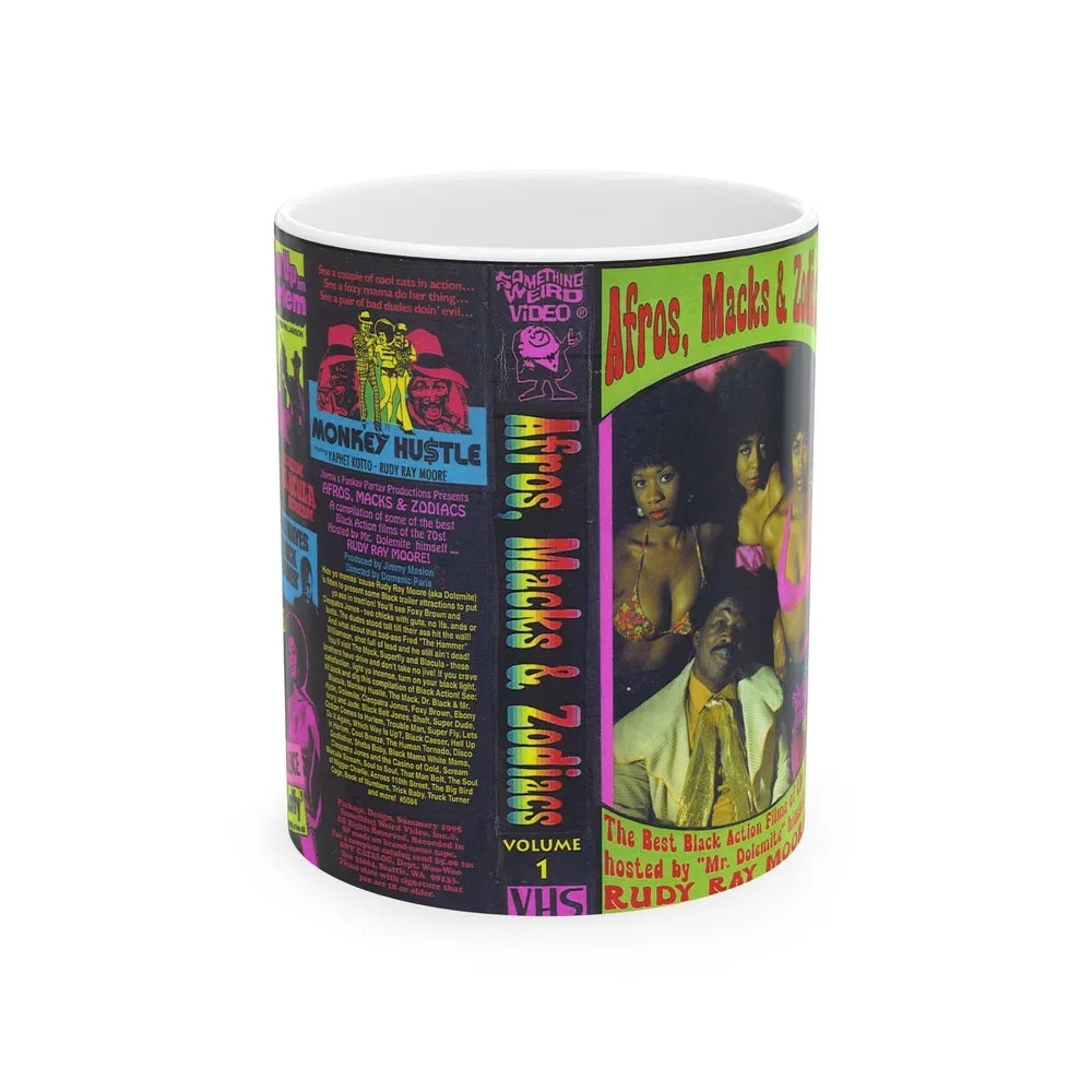 AFROS MACKS AND ZODIACS SOMETHING WEIRD VIDEO (VHS COVER) - White Coffee Mug-11oz-Go Mug Yourself