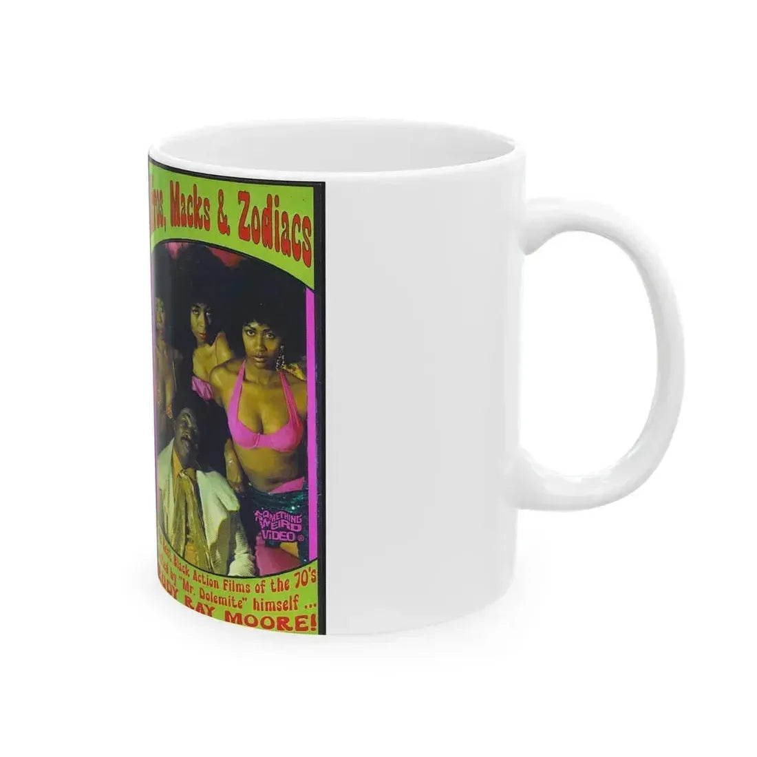 AFROS MACKS AND ZODIACS SOMETHING WEIRD VIDEO (VHS COVER) - White Coffee Mug - Go Mug Yourself