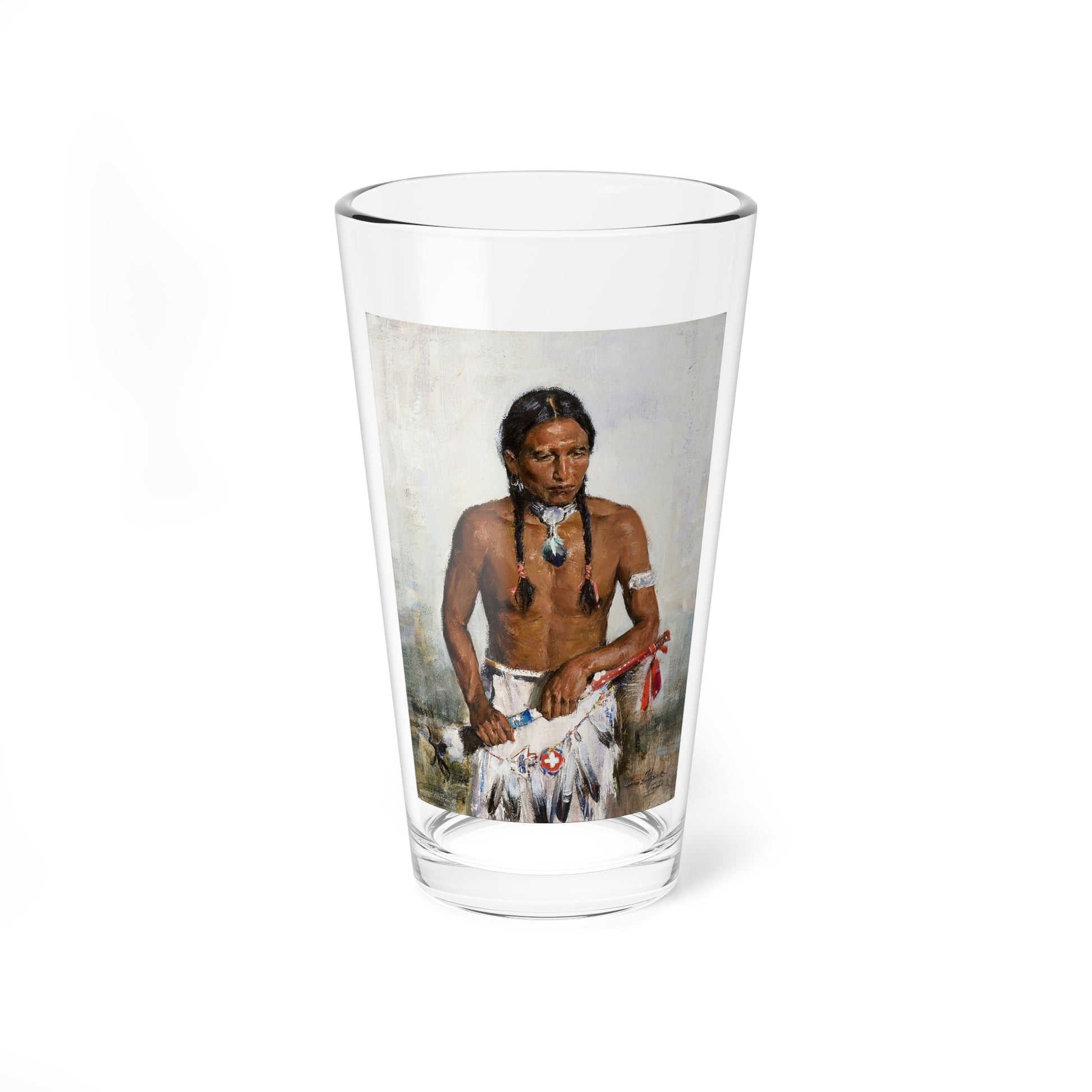 AfsaryCyrus-YoungIndian (Native Americans in Art) Pint Glass 16oz-16oz-Go Mug Yourself