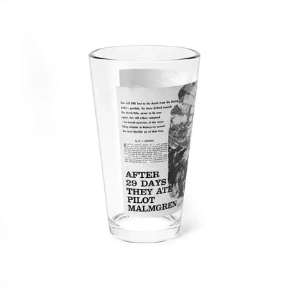 After 29 Days They Ate Pilot Malmgren, Bluebook magazine, Aug 1963 (Magazine Illustration) Pint Glass 16oz - Go Mug Yourself