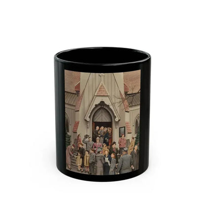 After Church, The Saturday Evening Post cover, April 16, 1949 - Black Coffee Mug 11oz - Go Mug Yourself