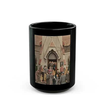 After Church, The Saturday Evening Post cover, April 16, 1949 - Black Coffee Mug 15oz - Go Mug Yourself