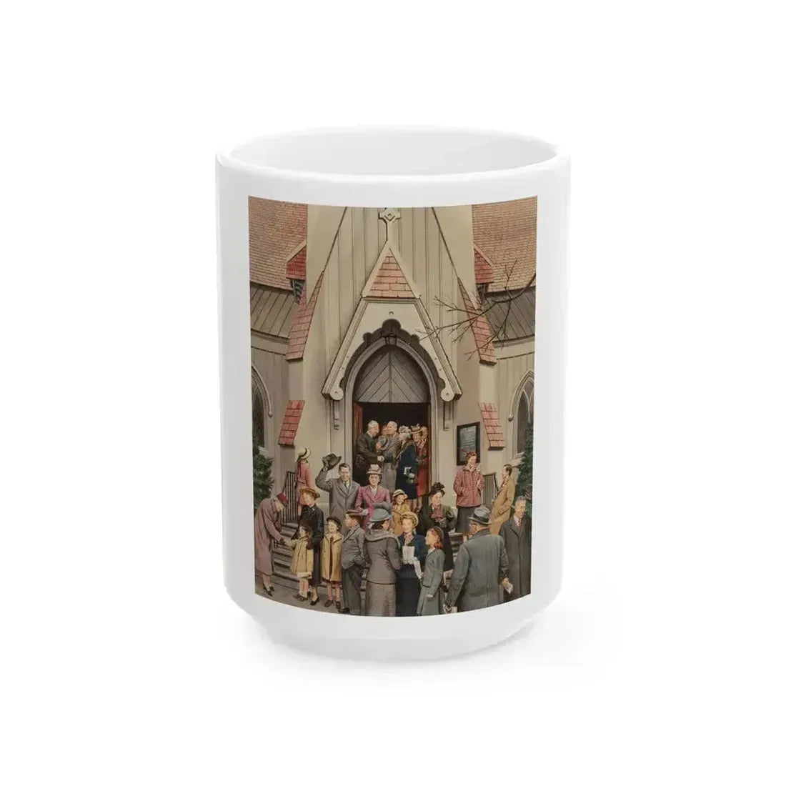 After Church, The Saturday Evening Post cover, April 16, 1949 - White Coffee Mug 15oz - Go Mug Yourself