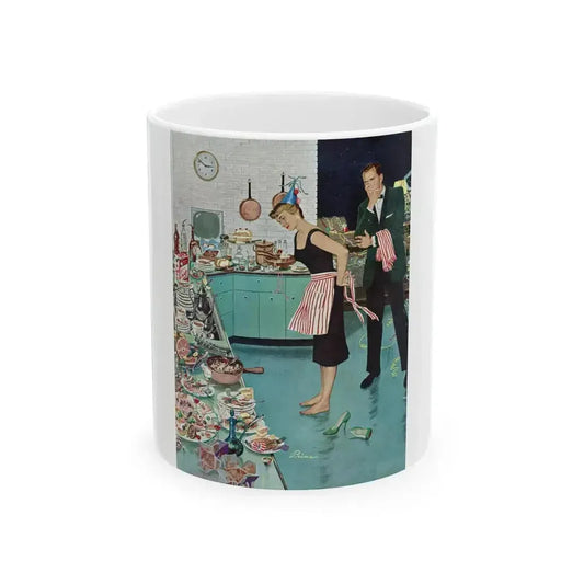 After Party Clean-Up, The Saturday Evening Post, January 2, 1960 - White Coffee Mug 11oz - Go Mug Yourself