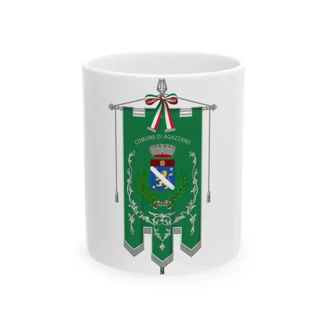 Agazzano-Gonfalone (Italy) White Coffee Mug 11oz - Go Mug Yourself
