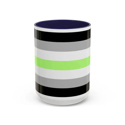 Agender Pride Flag - Accent Coffee Mug 15oz Navy - Go Mug Yourself