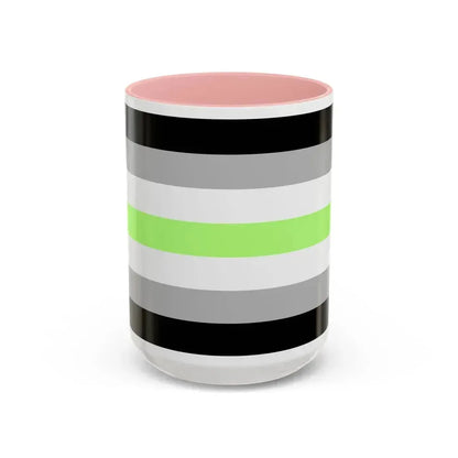Agender Pride Flag - Accent Coffee Mug 15oz Pink - Go Mug Yourself